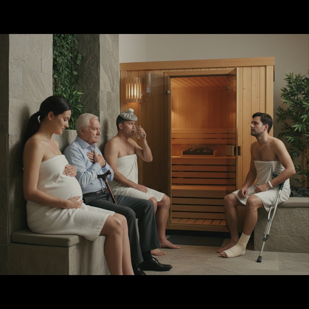 Person relaxing on wooden sauna bench in calm indoor setting